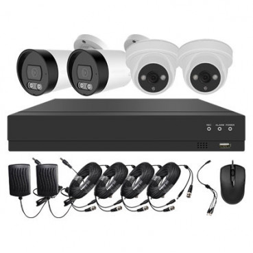 Système vidéosurveillance XVR 4 canaux + 2 dômes + 2 caméras + câbles offerts